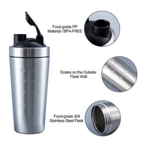 Stainless Steel Protein Shaker Cup Portable Fitness Sports Mug Nutrition Shakers Cup Water Bottles Water Cup Portable Shakers - Zen Fit Plus