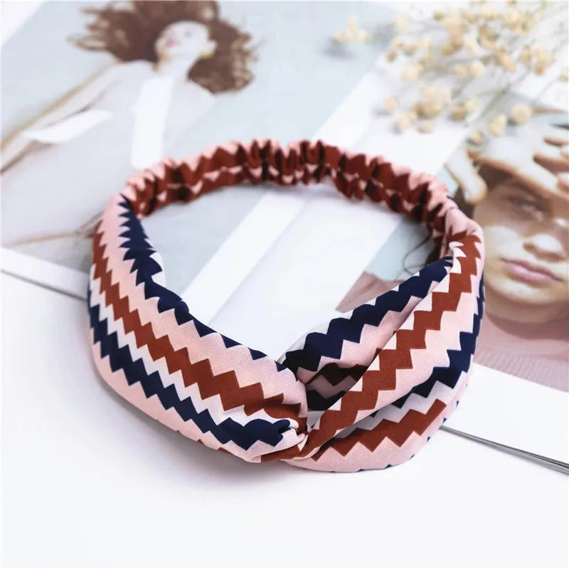 Fashion Women Girls Summer Bohemian Hair Bands Print Headbands Vintage Cross Turban Bandage Bandanas HairBands Hair Accessories Zen Fit Plus