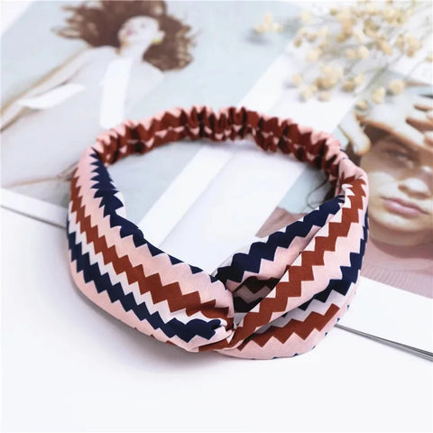 Fashion Women Girls Summer Bohemian Hair Bands Print Headbands Vintage Cross Turban Bandage Bandanas HairBands Hair Accessories Zen Fit Plus