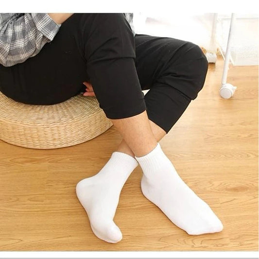 10 pairs of men's mid-calf socks black, white and gray cotton socks for all seasons, solid color match Zen fit plus