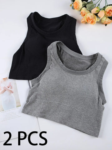 1/2 PCS Back Sports Bra Women Sleeveless Vest Beautiful Slim Tube Top Underwear With Bra Pads Undershirt Elastic Korean Crop Top Zen fit plus