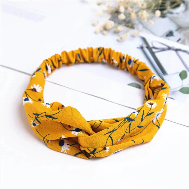 Fashion Women Girls Summer Bohemian Hair Bands Print Headbands Vintage Cross Turban Bandage Bandanas HairBands Hair Accessories Zen Fit Plus