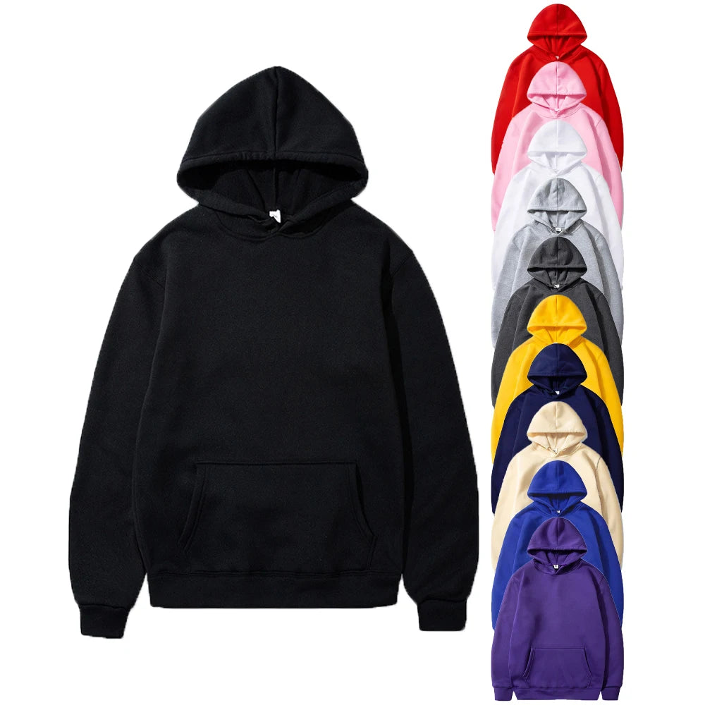 Men's and Women's Solid Color Pocket Hoodies Sports Fitness Sweatshirts Fashionable Casual Pullovers Multi Color Zen fit plus