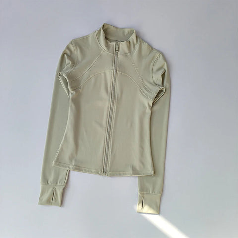 Yoga Suit Women's High-end Standing Collar Long Sleeved Sports Jacket Running Training Fitness Top Windproof Running Suit Zen fit plus