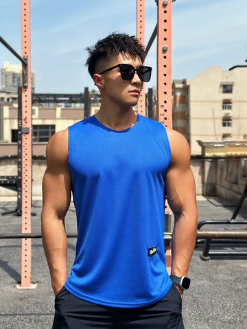 2025 Summer New Trend Men tank top Pullover Round Neck Mesh Bottom Shirt Sports Fitness Top Sleeveless Vest Quick Dry undershirt - Zen Fit Plus