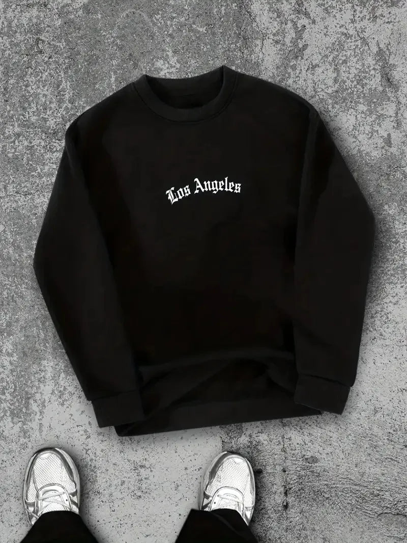 The new men's round-neck hoodie for Spring and Autumn 2025 features street fashion and soft 3D letter pattern printing Zen Fit Plus