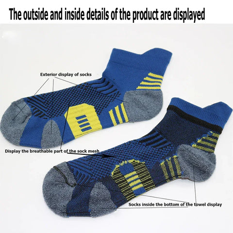3Pair Professional Fitness Sports Socks Towel Bottom Non-Slip Running Socks Men Women Short Quick-Drying Basketball Training Sox - Zen Fit Plus