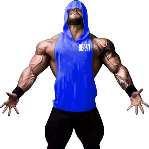 Men's Sports Running Vest Summer Top Weight Training Bodybuilding Vest Gym Workout Fitness Hoodie Men's Hooded Vest Zen fit plus