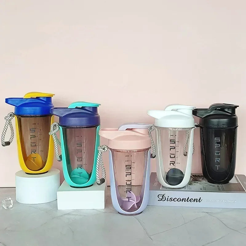 590ML Blender Shaker Bottle with Stirring Ball Protein Powder Shake Cup Plastic Mixing Cup Body Building Exercise Bottle Zen fit plus