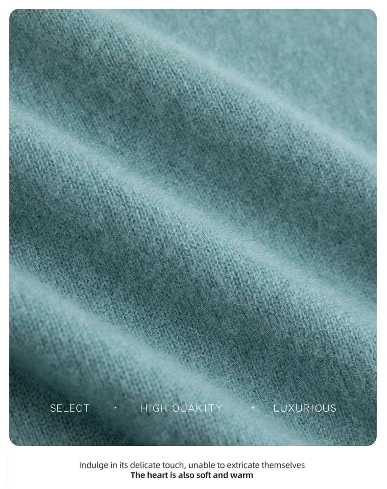 New Fashion Men's 100% Wool Pullover Half-high Collar Sweater Autumn Winter Warm Solid Color Knit Sweater Business Casual Top - Zen Fit Plus