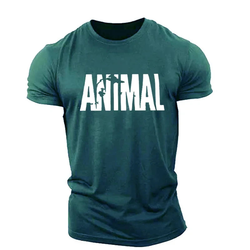 Animal Letter Minimalist Style Fashion Men's T-shirts Short Sleeve O-Neck Sportswear Oversized Gym Tops Street Men Women T Shirt Zen fit plus