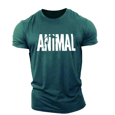 Animal Letter Minimalist Style Fashion Men's T-shirts Short Sleeve O-Neck Sportswear Oversized Gym Tops Street Men Women T Shirt Zen fit plus