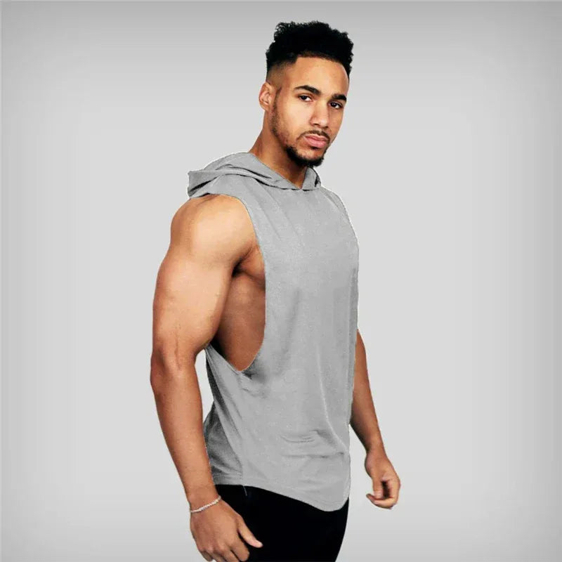 Bodybuilding Stringer Hoodies Gym Sleeveless Hooded Fitness Tank Tops Mens Running Sport Clothing Cotton Breathable Cool Shirt - Zen Fit Plus