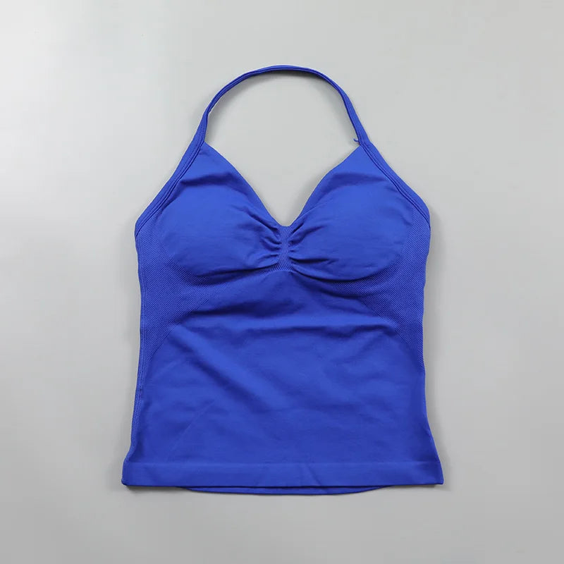 Impact Longline Strappy Top Women Seamless Yoga Tank Tops Ruched Backless Gym Clothes Workout Sleeveless Shirts With Buit In Bra Zen fit plus