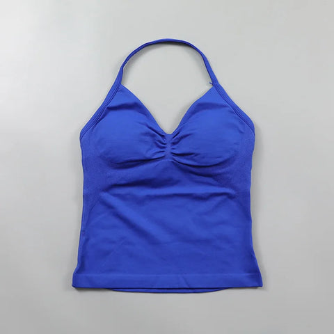 Impact Longline Strappy Top Women Seamless Yoga Tank Tops Ruched Backless Gym Clothes Workout Sleeveless Shirts With Buit In Bra Zen fit plus