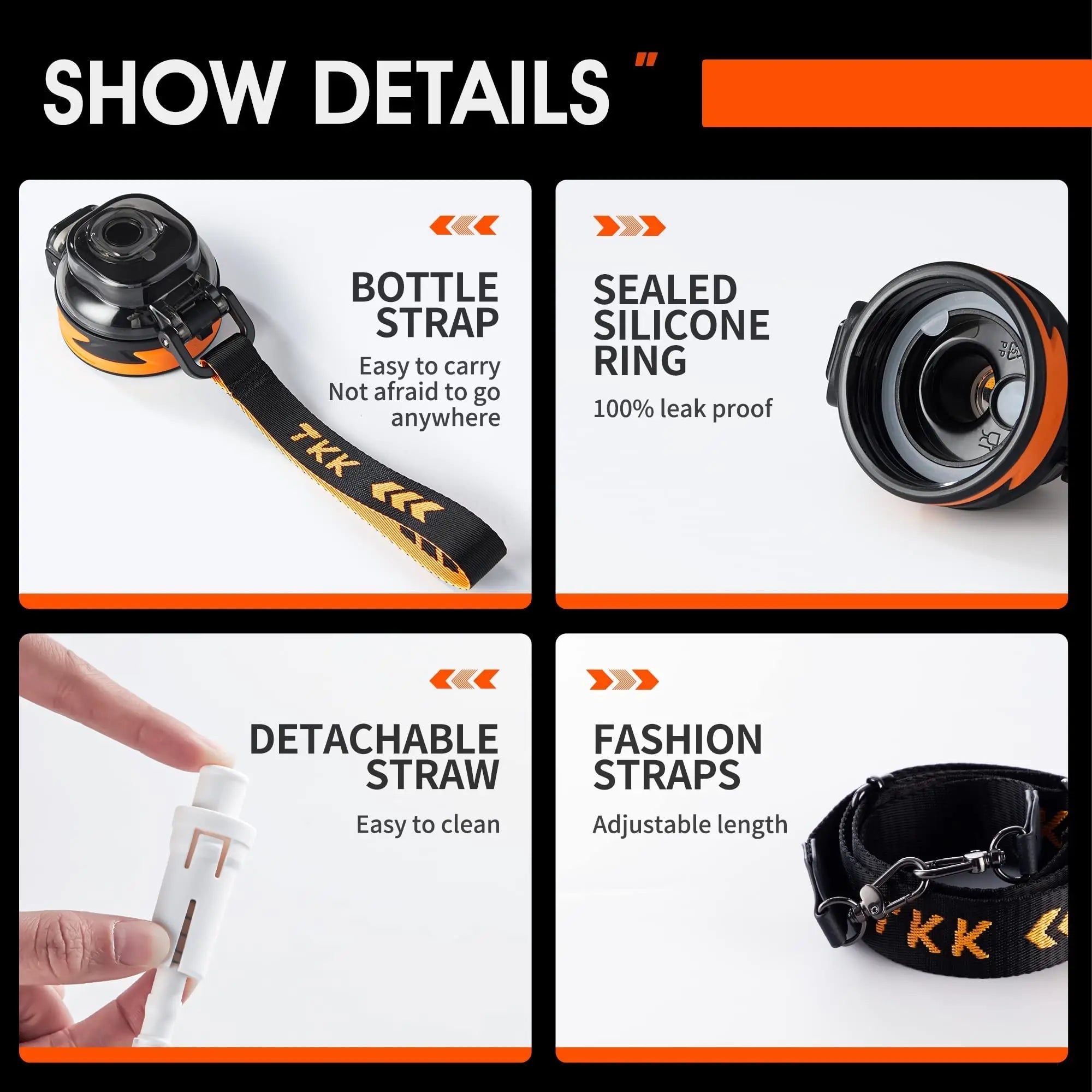 TKK 1/1.6/2L Sports Water Bottle TRITAN Large Capacity Creative Cup Heat Resistant Outdoor Adult Travel Kettle Gym Fitness Jugs Zen fit plus