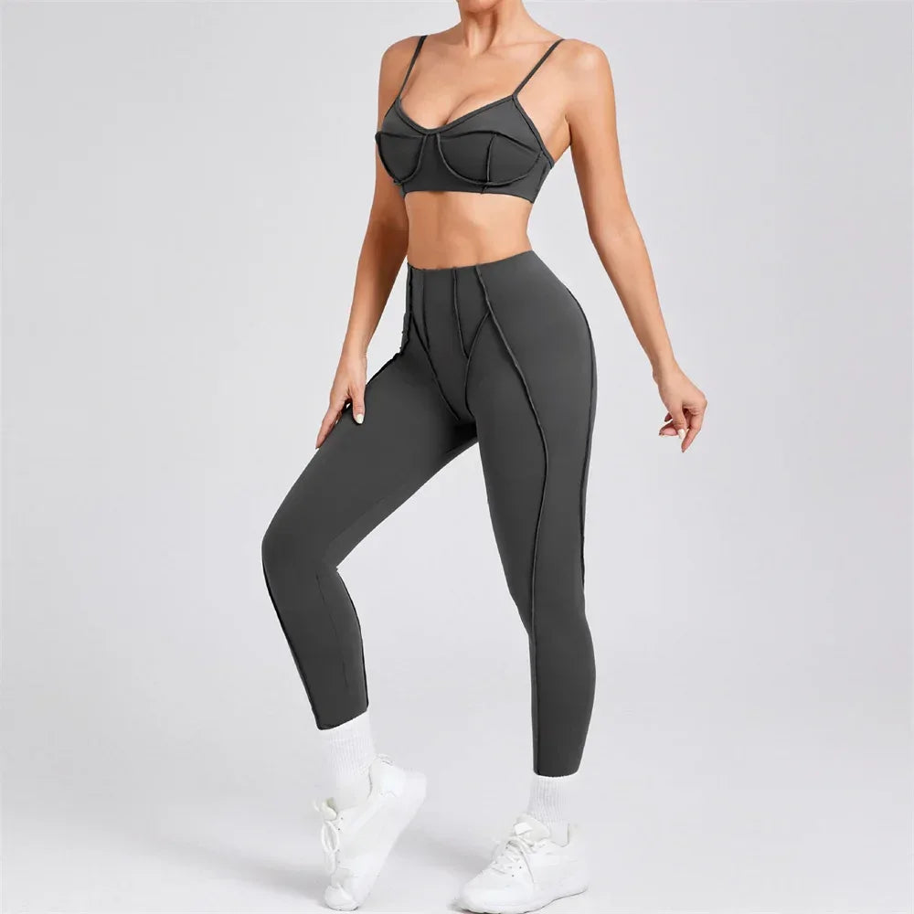 2025 Women Nude Straps Yoga Sets Squat Proof Sports Bra Workout High Waist Leggings Fitness Pant Female Active Wear Suits - Zen Fit Plus