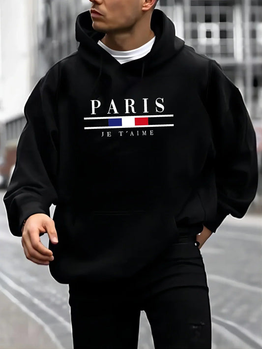 Fashionable Men's Hoodie with Street Casual Sports Style Long Sleeve and Kangaroo Pocket Fleece Sweatshirt for Autumn and Winter Zen fit plus