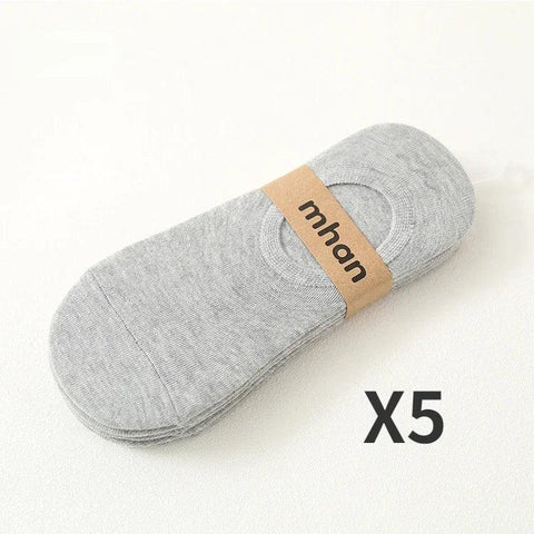 Socks Men Short No Show Low Cut Ankle Cotton Thin Black White Multipack Non-slip Silicone Summer Breathable Invisible 5pair /Lot - Zen Fit Plus