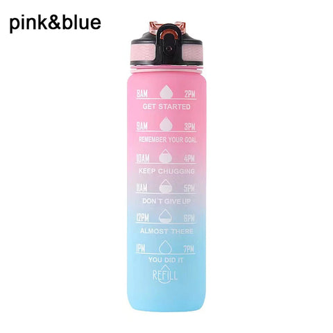 1000ML Water Bottle With Time Marker Plastic Motivational Water Bottle Drinking Bottle for Gym Sports Outdoor Travel Work 1PC Zen fit plus