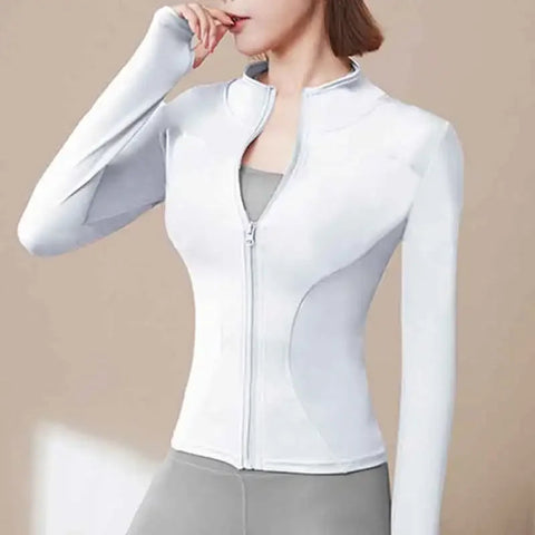 Women Sport Jackets Zipper Yoga Coat Clothes Quick Dry Fitness Jacket Running Hoodies Thumb Hole Sportwear Gym Workout Top Zen fit plus
