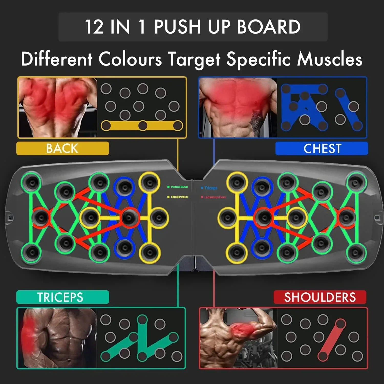 Push-up Board Set Portable Multifunctional Push-up Bar Foldable Fitness Equipment For Chest Abdomen Arms/Back Training - Zen Fit Plus