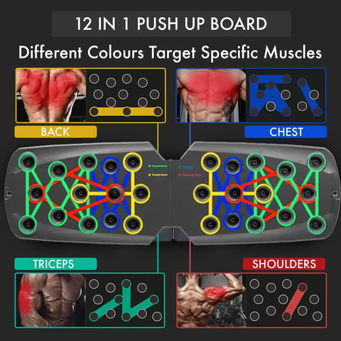 Push-up Board Set Portable Multifunctional Push-up Bar Foldable Fitness Equipment For Chest Abdomen Arms/Back Training - Zen Fit Plus