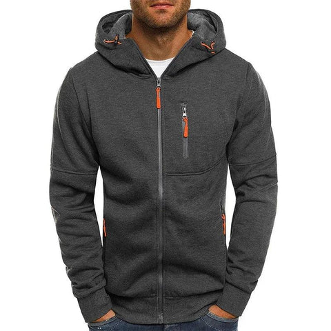 Men's Hoodies Long Sleeve Sweatshirt Zipper Design Hooded Sweatshirt for Men Clothing Sportswear Slim Fit Casual Jacket - Zen Fit Plus