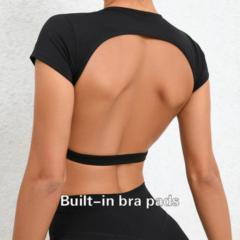 Hearuisavy Sports Shirts Breathable Workout Tops Fitness Sportswear Female Backless Yoga Clothing Sport Crop Tops Women Gym Top Zen fit plus