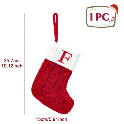 Christmas Socks Knitting Snowflake Letter Stocking Christmas Decoration 2025 For Home Xmas Tree Ornament Gift Navidad Natal 2026 - Zen Fit Plus