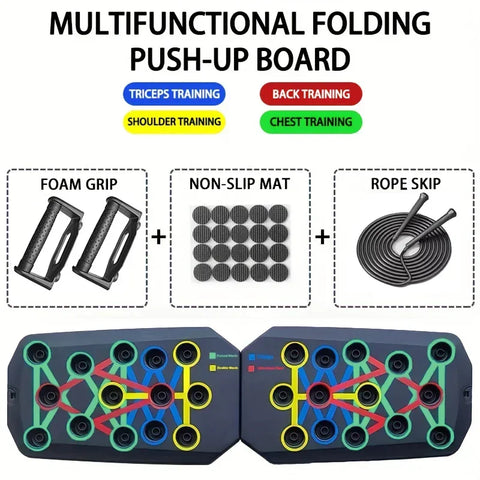Push-up Board Set Portable Multifunctional Push-up Bar Foldable Fitness Equipment For Chest Abdomen Arms/Back Training - Zen Fit Plus