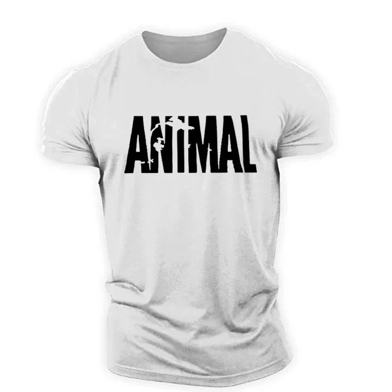 Animal Letter Minimalist Style Fashion Men's T-shirts Short Sleeve O-Neck Sportswear Oversized Gym Tops Street Men Women T Shirt Zen fit plus