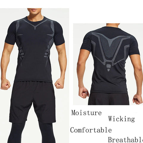 Men's Running Compression Shirts Short Sleeve Sport Gym Tees Fitness Quick Dry Sweatshirt Jogging Tracksuit Athletic Shirt Tops Zen fit plus
