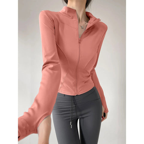 2024 Sun Protection Quick Dry Sports Coat Women's Tight Tops Long Sleeve Zipper Yoga Jacket Running Fitness Women's Jacket S-3XL Zen fit plus