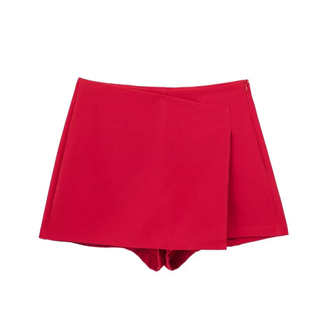 Willshela Women Fashion Solid Asymmetrical Side Zipper Skirts Shorts Vintage High Waist Female Chic Lady Shorts Zen fit plus