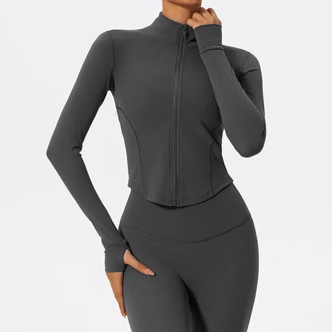 Hearuisavy Ultra-Soft Fabrics Casual Tight Sports Jackets Women Zipper Yoga Clothes Female Quick-Dry Long Sleeve Sportswear Zen fit plus