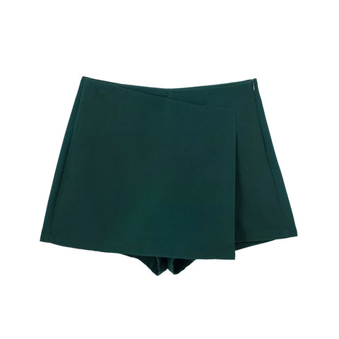 Willshela Women Fashion Solid Asymmetrical Side Zipper Skirts Shorts Vintage High Waist Female Chic Lady Shorts Zen fit plus