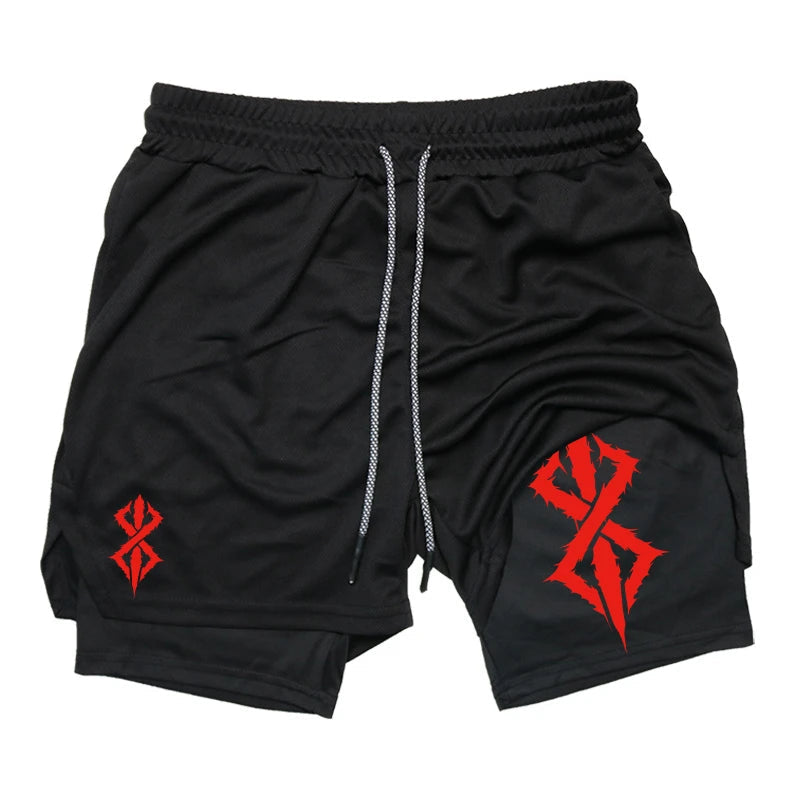 Summer Shorts for Men 2 in 1 Athletic Gym Workout Running Performance Shorts Print with Phone Pocket Quick Dry Breathable Zen fit plus