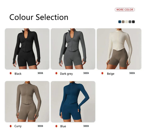 Hearuisavy Autumn Running Zipper Workout Jacket Women Long Sleeve Sportswear Gym Top Female Quick-Dry Yoga Clothing Sport Coat - Zen Fit Plus