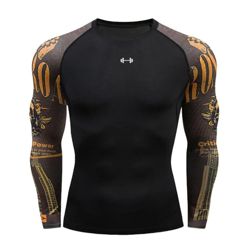 Gym Compression Dry Fit Men's Long Sleeves Fitness T-shirt Spring And Autumn Outdoor Sports Running Tees Sportswear Tops T-shirt - Zen Fit Plus