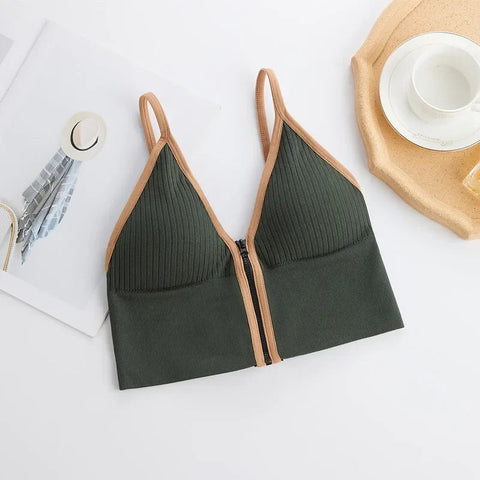 Women Crop Tops Sexy Solid Color Camisole Ice Silk Tube Top Seamless Sports Tank Top Wireless Underwear Padded Bra Bralette Vest Zen fit plus