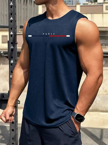 Summer New Trend Men's Pull-Over Crew Neck Vest Mesh Fitness Breathable Vest Blazer Men's Quick Drying Sweat Absorption T-Shirt Zen fit plus