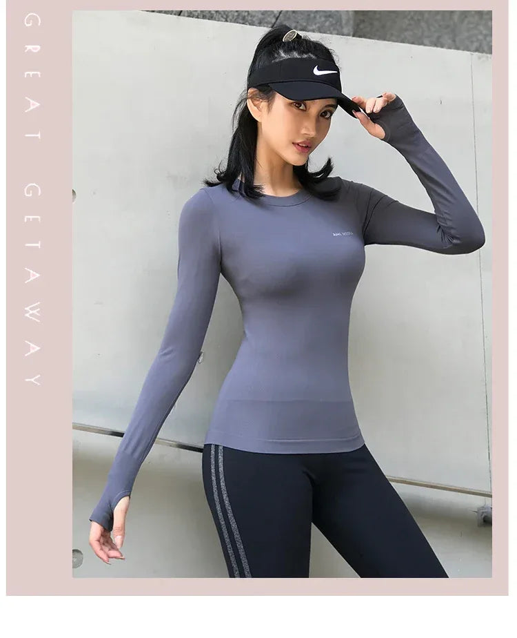 Fitness Tops Women Tight Sports Long Sleeve Yoga Clothing Running Training Clothes Gym Workout Shirt Comfortable Training Cloth - Zen Fit Plus