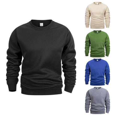 Men's Crew Neck Sweatshirts Solid Color Sweatwear Spring Outdoor Casual Daily Long Sleeve Pullover Hoodie Man Sportswear Zen Fit Plus