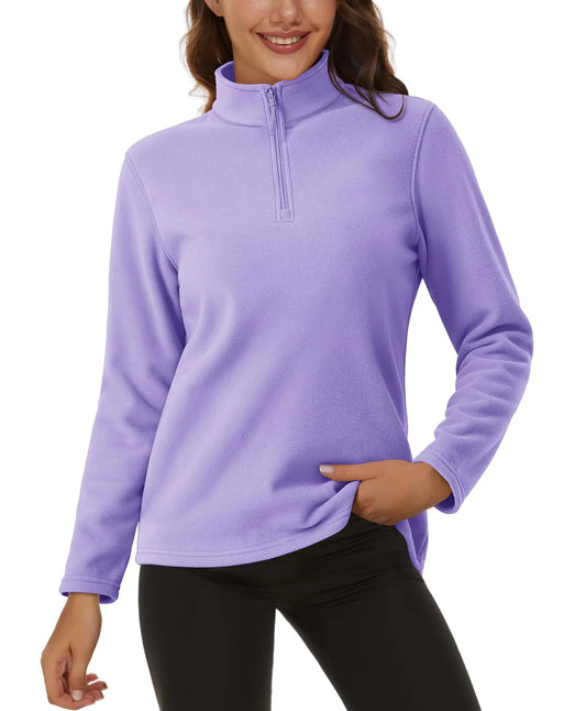 TACVASEN Stand Collar 1/4 Zip Fleece Pullover Womens Outdoor Sports Casual Tops Autumn Winter Lightweight Soft Warm Sweatshirt Zen Fit Plus