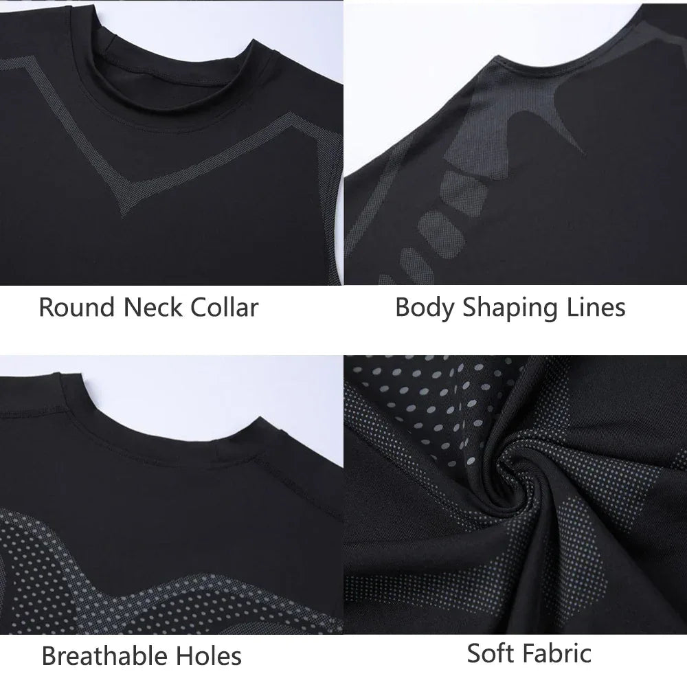 Men's Running Compression Shirts Short Sleeve Sport Gym Tees Fitness Quick Dry Sweatshirt Jogging Tracksuit Athletic Shirt Tops - Zen Fit Plus