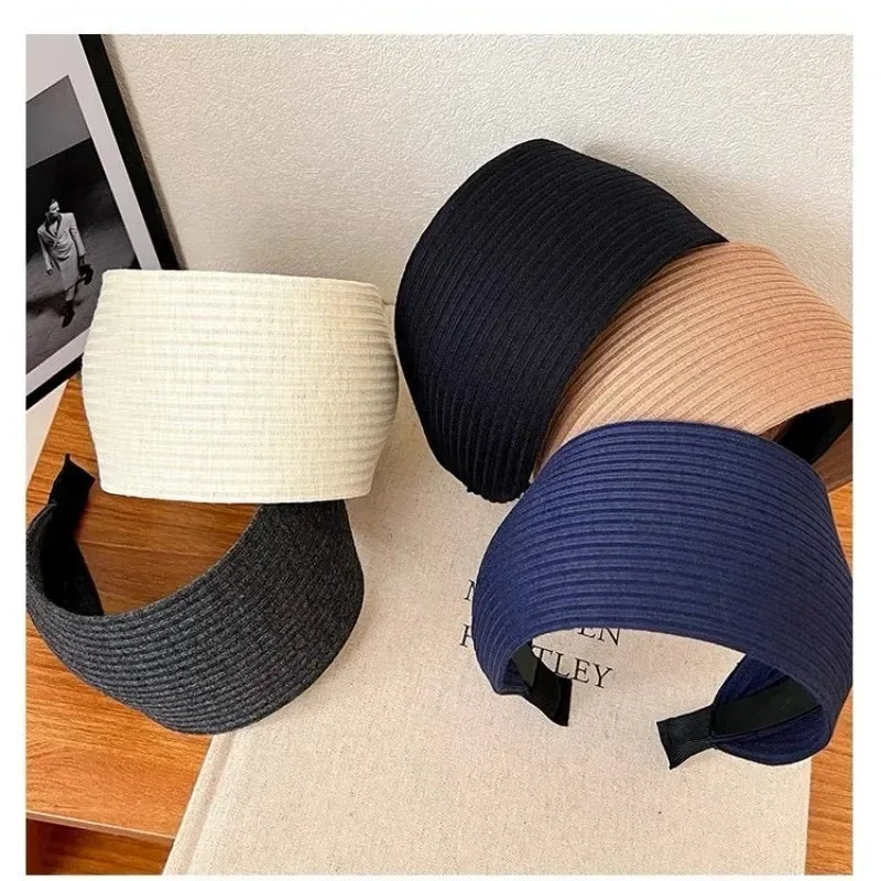 New Soft Wide Knitting Cotton Hairbands for Women Girls Korean Neutral Solid Turban with Teeth Head Band Headwear Accessories - Zen Fit Plus