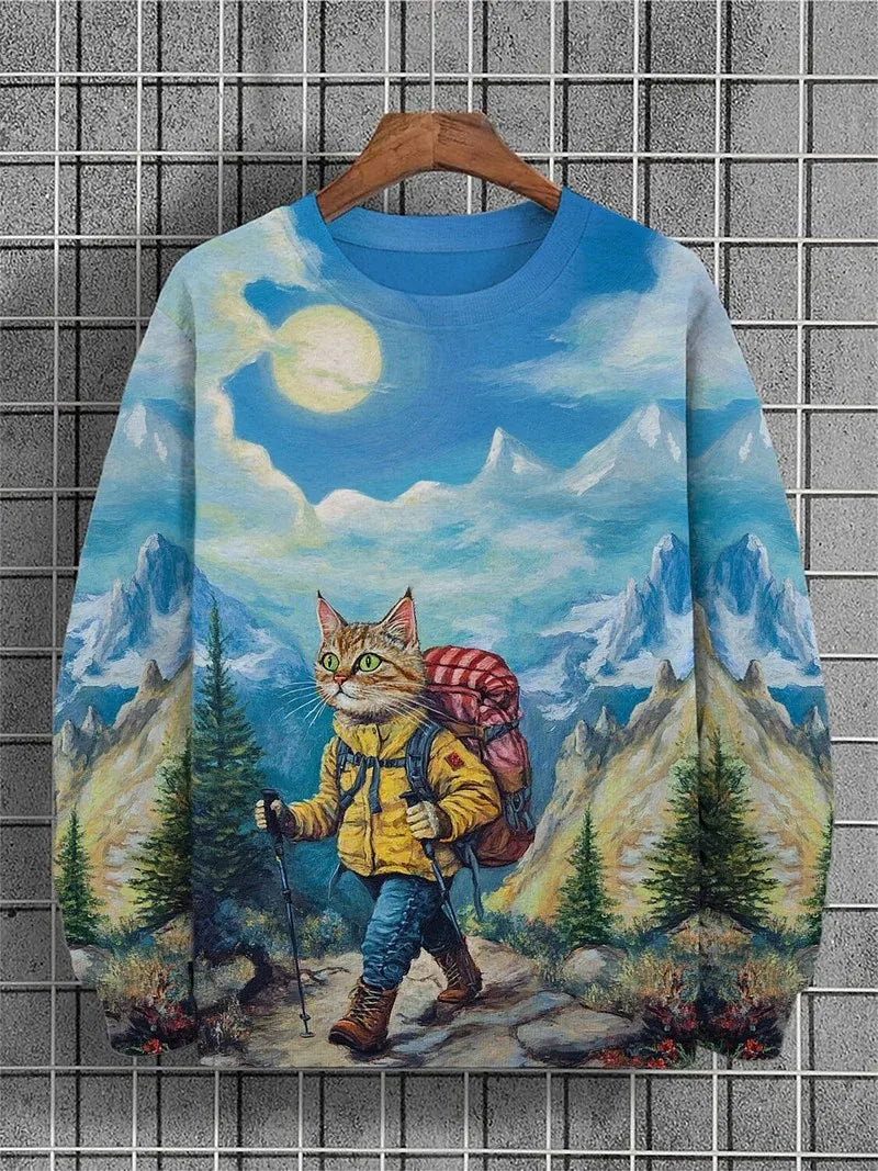 2025 Men's Animal Sweatshirts Long Sleeve Sweatshirt Crew Neck Fashion 3D Printed Japanese Art Prints Casual Sweatshirts Zen Fit Plus