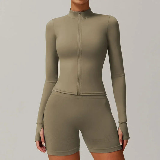 Zipper Women's Jackets New in Tight Running Sports Tops Breathable Nude Fitness Training Quick-drying Long-sleeved Yoga Clothes Zen fit plus