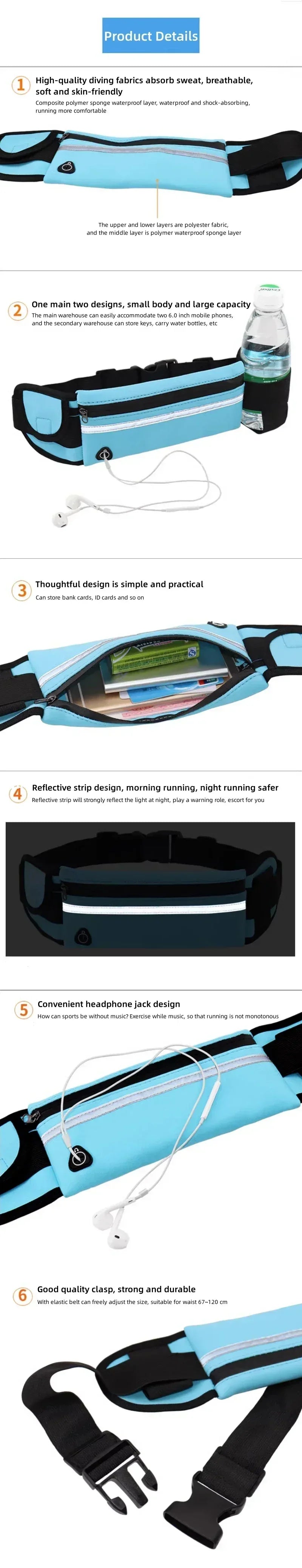 1pc Running Bag Women Waist bag Belt bag Men Sports Fanny Pack Mobile Phone Bag Gym Running Cell Phone Jogging Run Cycling Bag - Zen Fit Plus